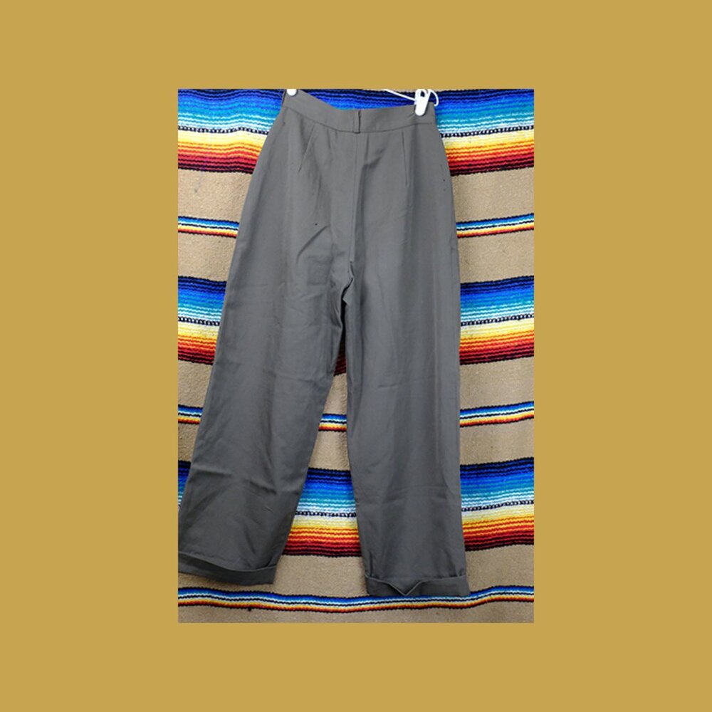Womens vintage calvin klein khaki green olive high rise trouser pants size 4